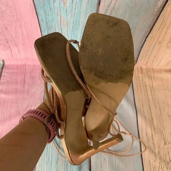 Steve Madden rose gold rhinestone strappy stiletto sandals - Picture 11 of 11